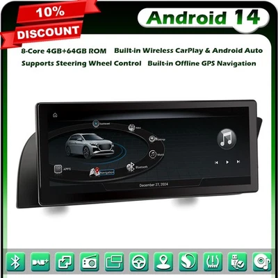 8-Core 10.25" Android 14 Car Stereo GPS Audi A4 A5 B8 S4 S5 DAB+ Radio BT 4+64GB - Image 1 of 4