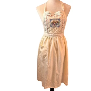Vintage Quilted Bib Full Apron Pears Fruit Basket Pocket PIoneer Kitchen Cutie - Picture 1 of 5