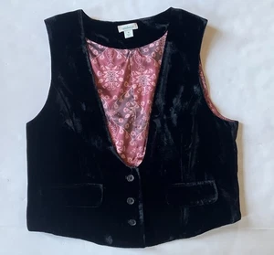 Sundance Vivienne Velvet Vest Black Medium Button Adjustable Boho Hippie EUC - Picture 1 of 7