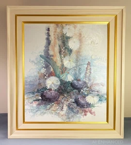 Undersea Floral Abstract Pastel Oil Painting by Adin Shade Framed Linen Canvas - Picture 1 of 24