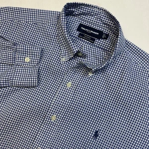 Ralph Lauren Golf Tilden Hemd Herren Large Blau Gingham Kariert Langarm Pony - Bild 1 von 5