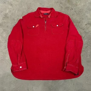 Vintage Polo Ralph Lauren Quarter zip utility fleece red gussets loop collar 2XL - Picture 1 of 6