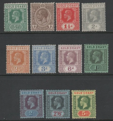 Gold Coast 1921-1925 KGV Sc 83-93 MH/LH F/VF CV $75,70 Foto 1 de 2