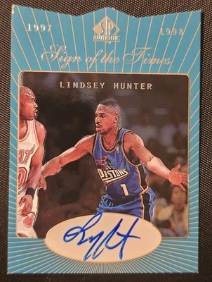 1997-98 SP Authentic Lindsey Hunter Sign of the Times Auto #LH Pistons - Image 1 of 4