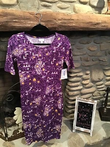 LuLaRoe  Julia XXS Purple Black Gold NWT - Picture 1 of 2