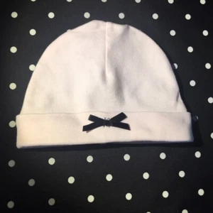 Miniclasix hat beanie 3 months pink w black bow EUC crib cap - Picture 1 of 2