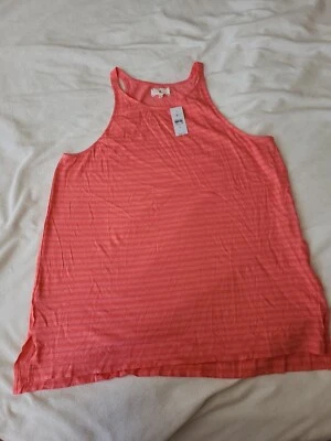 Новый с Ярлыками Ann Taylor лофт Lou и серый Weho коралловый лосось розовый полоски Майка большой - Изображение 1 из 4