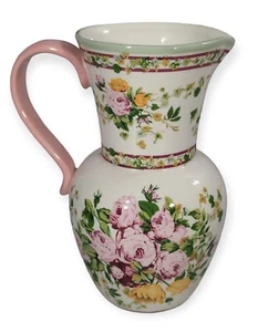 Vaso brocca vintage Laura Ashley Home rose rosa alto 7 1/2" - Foto 1 di 16