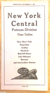 NEW YORK CENTRAL PUTNAM DIVISION FORM 114 PASSENGER TIMETABLE DECEMBER 7, 1947 - Picture 1 of 4