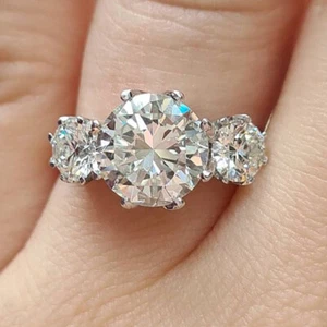 Anillos rellenos de plata 925 dije mujer corte redondo circonita cúbica joyería talla 6-10 - Imagen 1 de 5