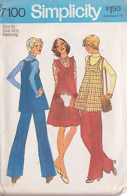 SIMPLICITY PATTERN 7100 SZ 10 MISSES' MATERNITY JUMPER, TOP, PANTS - Image 1 of 2