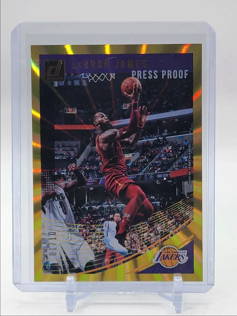 LEBRON JAMES 2018-19 DONRUSS GOLD LASER PRESS PROOF LAKERS 01/10 Q0M-J