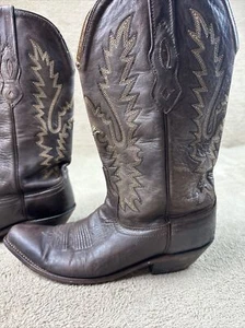 Old West Tan LF1534 Leather Embroidered Upper Western Cowgirl Boots Womens 8.5 - Picture 1 of 19