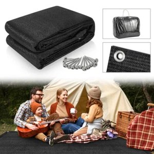 Vorzeltteppich Campingteppich Teppich Schwarz Zeltteppich mit Heringe HDPE - Bild 1 von 26