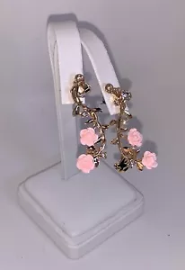 Elegante Ohrstecker Ohrstecker Damen Kristall Rosa Kohlrose - Bild 1 von 7