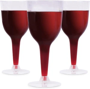 24 Stemmed Disposable Wine Glasses for Parties -10Oz Clear Plastic Wine Glasses  - Picture 1 of 9
