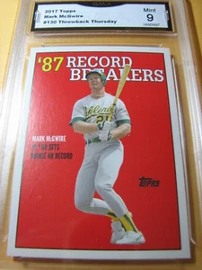 MARK MCGWIRE A'S 2017 TOPPS THROWBACK THURSDAY RECORD BREAKERS # 130 GRADO 9 - Foto 1 di 1