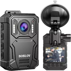 BOBLOV KJ23Pro 2K Body Camera 128GB Body Cams with Night Vision 4000mAh Battery - Picture 1 of 8