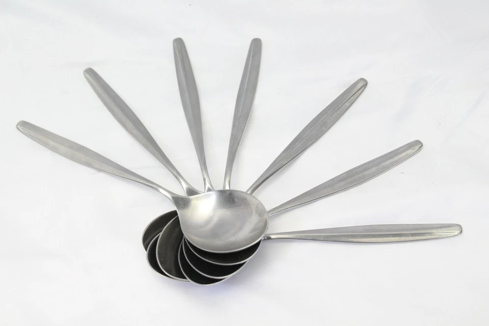 WMF Stuttgart Cromargan Serving Table Spoons 7-3/4" Stainless Lot of 7 - Image 1 of 4