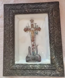 Antica Scatola Ombra Gesù Crocifisso La Croce della Passione - Foto 1 di 16