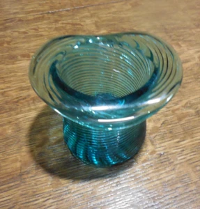 Vintage Avon Erbstück blau aqua/türkis Wirbel Glas Zylinder Hut-Zahnstocher Halter - Bild 1 von 5