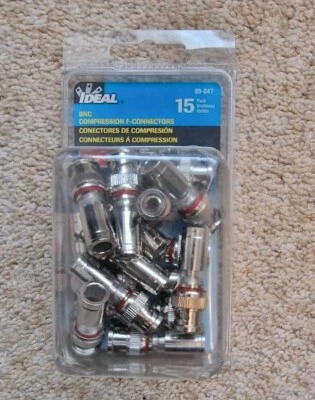 Ideal Industries RG59 Insite Compression F-Connectors for coax cable , 15 pack - Image 1 of 4