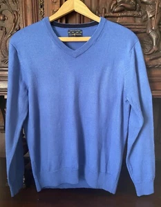 Club Room Royal Blue 100% Italian Spun Yarn Wool Blend V Neck Men’s Medium - Picture 1 of 8