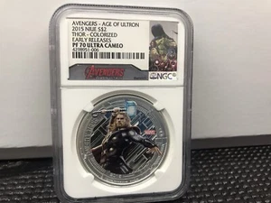 2015 NIUE Silver Marvel Avengers THOR NGC Pf70 Ultra Cameo Early Releases - Picture 1 of 4