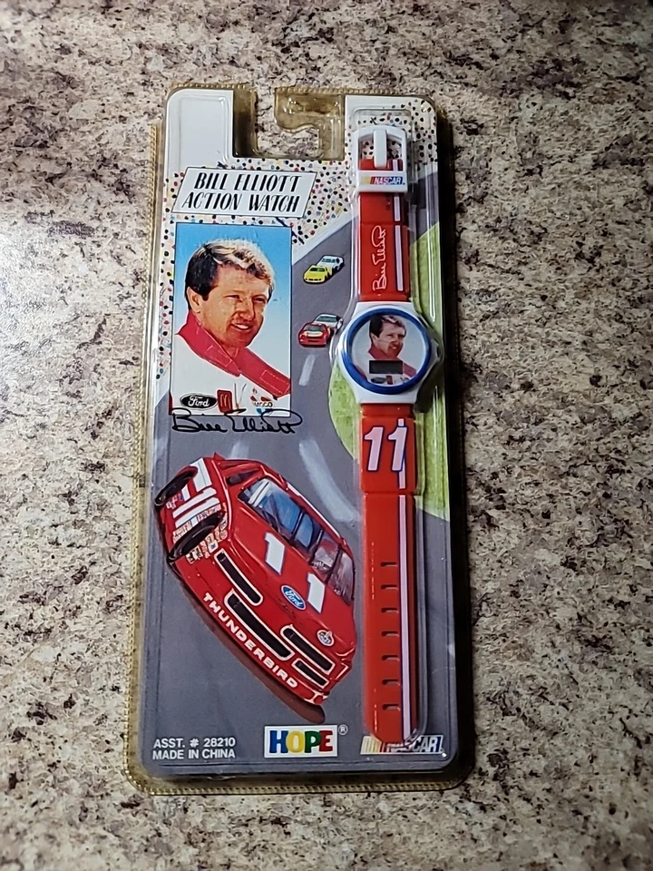 Vintage 1992 Bill Elliott Digital Action Watch NASCAR NOS Original Pkg