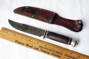 Vintage Romo Solingen Germany Fixed Blade Messer Ledergriff mit Lederetui - Bild 1 von 12