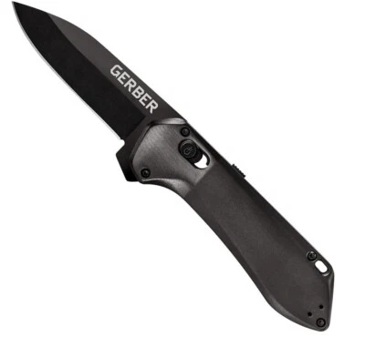 Navaja de bolsillo Pivot Lock abierta asistida asas negras Foto 1 de 3