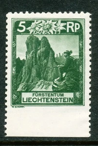 LIECHTENSTEIN 1930 - 5 precio de venta sugerido por el fabricante Mt. Three Sisters - ERROR DE PERFORACIÓN IMPERF EN LA PARTE INFERIOR - Imagen 1 de 2