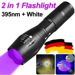 2 in 1 Ultraviolette Taschenlampe Lila Weiß Doppeltes Licht Zoom Fackel UV-Lampe - Bild 1 von 12