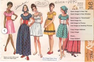 1970 Vintage Sewing Pattern Bust: 34″ DRESS & SCARF Bohemian Style (2150) - Picture 1 of 8
