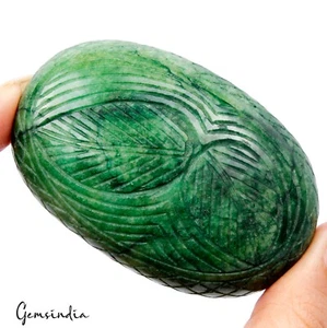 480 Ct Natural Green Emerald Rare Hand Carved Huge Oval Loose Brazil Gemstone - Picture 1 of 6