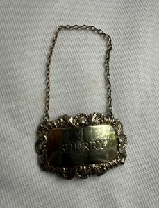 Vintage Sterling Silber Birmingham Sherry Dekanter Flasche Etikett SJR 1978 - Bild 1 von 8