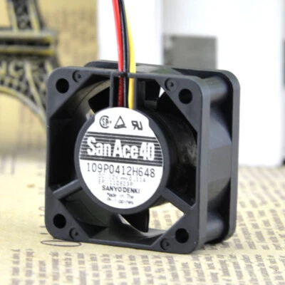 SANYO San Ace 109P0412H648 4020 12V 0.11A 4CM Chassis Cooling Industrial Fan - Image 1 of 4