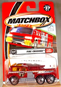 2001 Matchbox #27/75 Flame Eaters FIRE CRUSHERS Red w/Chrome 4Dot Spoke Wheels - Picture 1 of 5