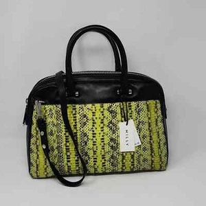 Milly Mercer Nappa Leather Satchel Crossbody Shoulder Black Green Snakeskin Bag - Picture 1 of 8