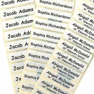 50 Name Tapes/Labels/Tags IRON-ON School Uniform tags Soft satin BEST PRICE - Picture 1 of 9