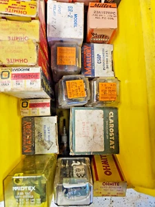 Assorted Relays , Resistors , And Chokes , New , Vintage - Picture 1 of 3