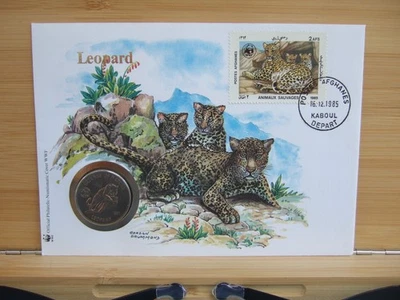1987 WWF AFGANISTÁN 50 afganos 1987 Cu-Ni FDC + sello leopardo PNC Foto 1 de 4