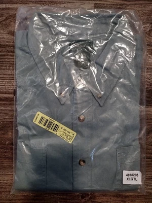 Scandia Woods Men's Shirt XLG TALL Button Up Long Sleeve Teal Denim Casual - Image 1 of 4