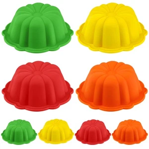 4 Zoll Silikon Mini Bunt Kuchenform 8er Set, Antihaft BPA frei geriffelt Rohr Ca... - Bild 1 von 8