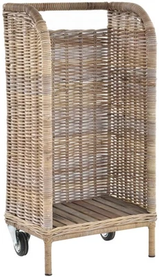 Kaminholzwagen Holzwagen Holzkorb mit Rollen Wagen für Brennholz (Grau Natur) - Bild 1 von 4