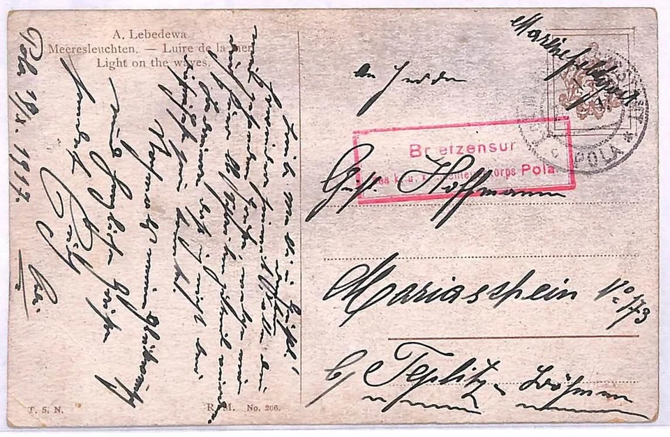 ai2216 - CROATIA - Postal History - FELDPOST Military Mail POSTCARD 1917 - Image 1 of 1