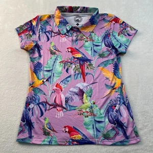 Camisa Polo Orgullosa 90 Golf Mujer Grande Rosa Pájaros del Paraíso Loros Colorida - Imagen 1 de 6