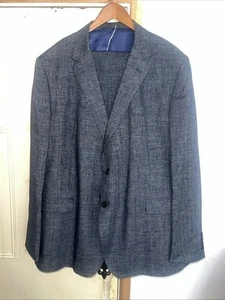 M&S Mens Linen Blend Suit Jacket Trousers Chest 42” W44” L35” Grey Mix Wedding - Picture 1 of 22