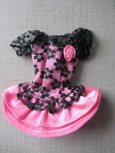 Barbie Vestito Rosa Con Sovrapposizione Pizzo Nero - Foto 1 di 2