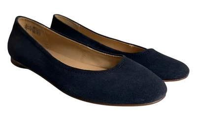 Lands End Gamuza Ballet Pisos Azul Marino Talla 7 Balletcore Carrera Escuela Preppy Informal Foto 1 de 4